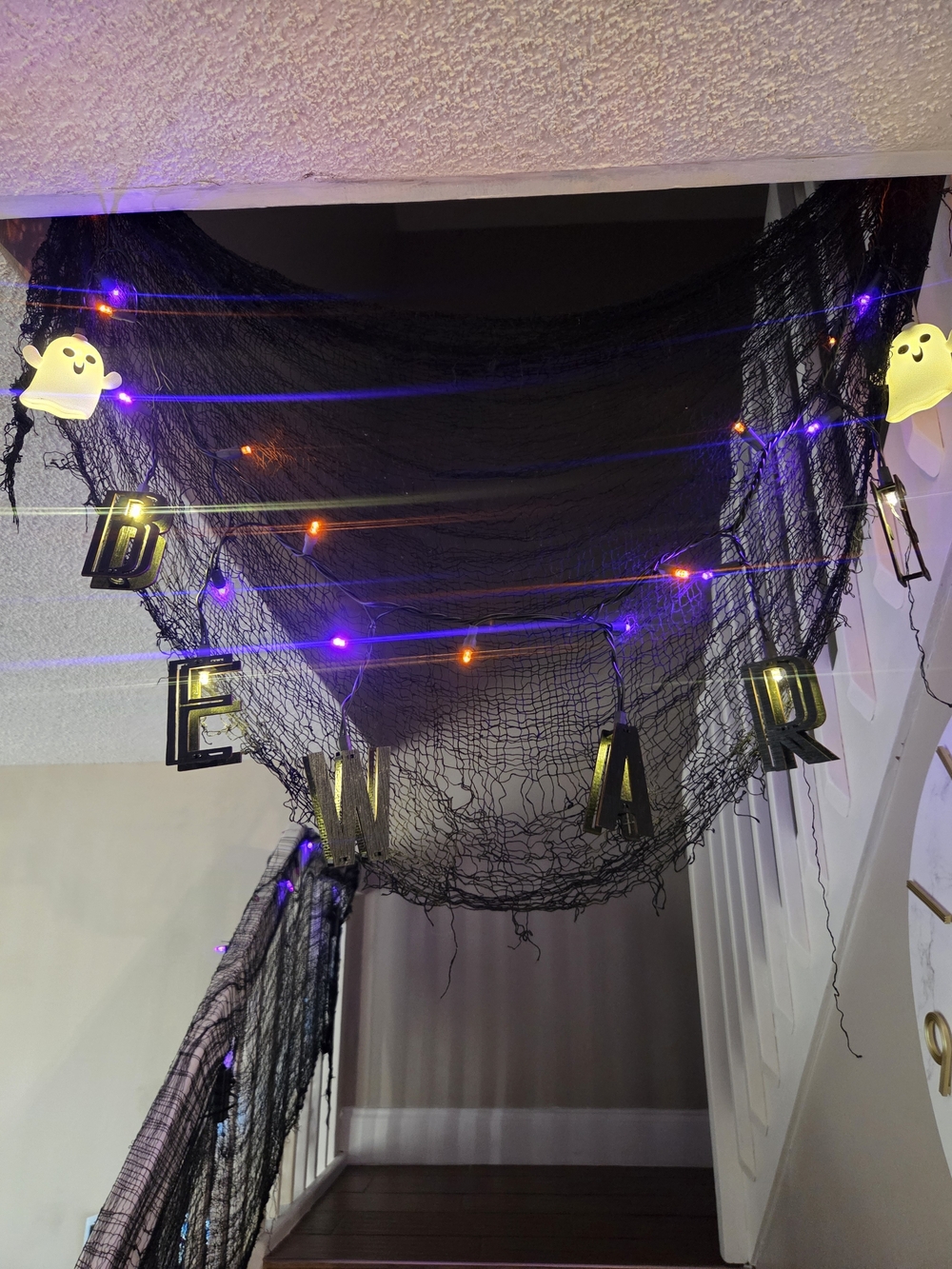 Halloween 'Beware' Hanging Banner and LED Ghost Lights Plus Halloween Bundle